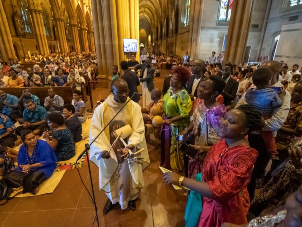 Therapeutic and Transformative conduct at St. Mary's Cathedral in Sydney Archdiocese 2019 with the African choir and instruments.